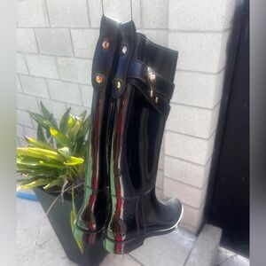 Coach Women’s Rubber Glossy Black Rainboots